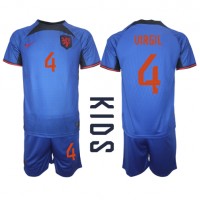 Netherlands Virgil van Dijk #4 Replica Away Minikit World Cup 2022 Short Sleeve (+ pants)